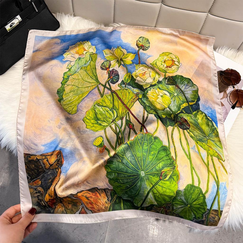 Fashion Square Fashion Foreign Style Small Silk Scarf Women'S Headband Decorative Scarf Dual-Purpose Small Square Scarf New Scarf