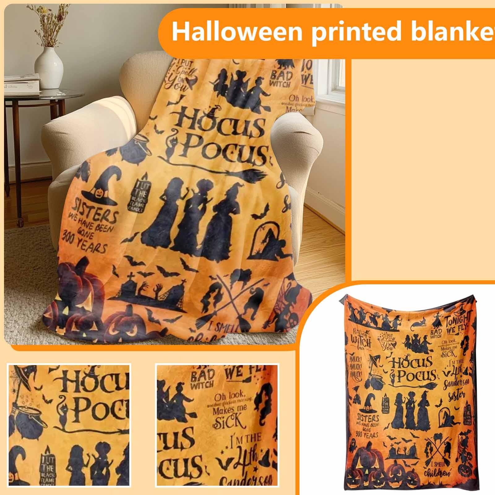 

Толстый фланелевый плед с принтом на Хэллоуин One Size