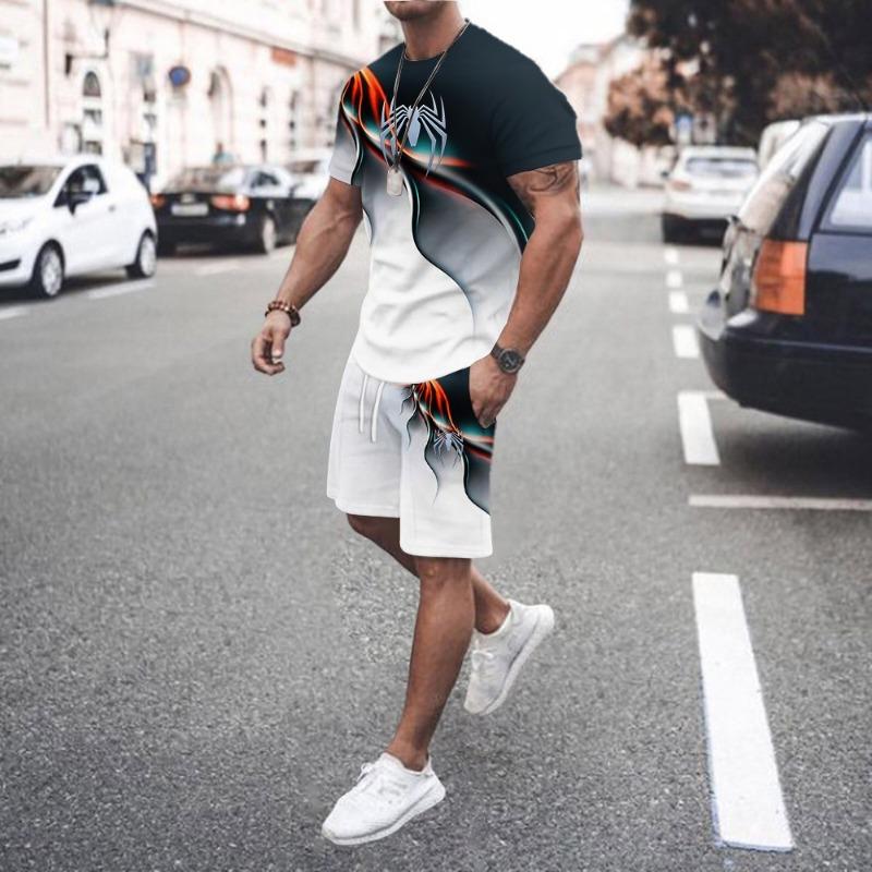 2026 Summer Men's Suit Hot Sale Large Size Casual Fashion Sportswear 3D Digital Printing Men's Short