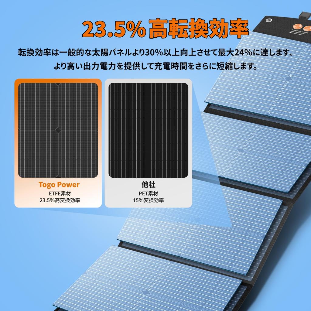Togo Power Solar High Conversion IP65 Waterproof and Charging for Smartphones and Portable Power Power Outage Disaster Preparedness Compatible with