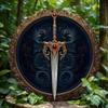 Round Aluminum Metal Sign Sword Wall Art Waterproof HD Print Home Office Decor