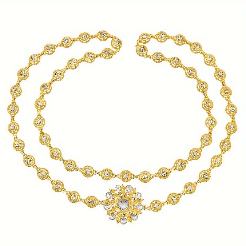 

Цепочка для тела из сплава с гравировкой и инкрустацией блестящими белыми стразами, элегантная длинная цепочка для тела, ювелирный аксессуар, 1 шт.