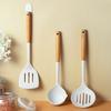 Silicone Spatula Cooking Non-stick Pan Spoon Beech Handle Frying Spatula Kitchen Set Antibacterial and High Temperature Resistant Handle Pancake