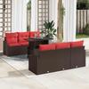 Garden Sofa Set 7 Pieces 6 Seater Brown and Red Poly Rattan
