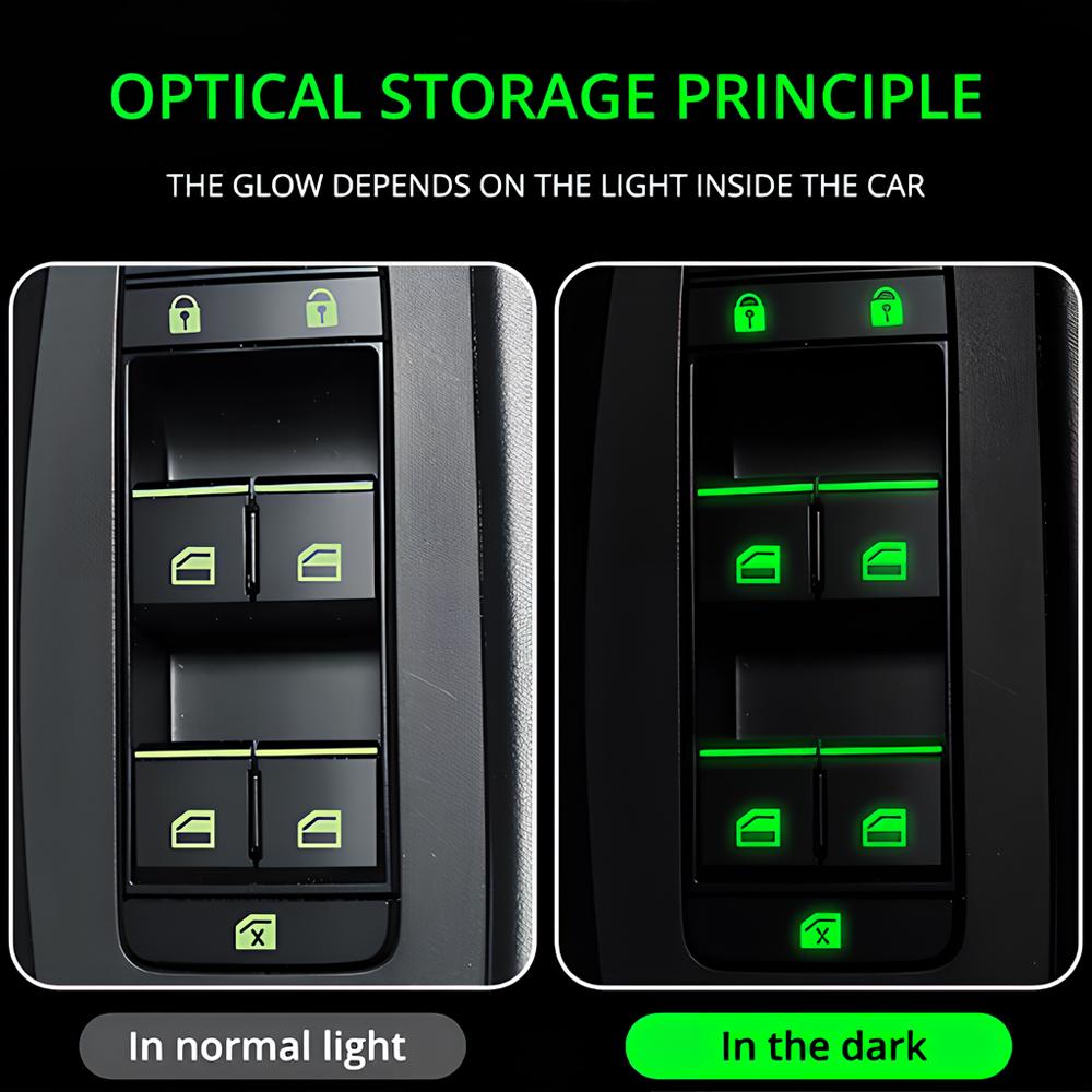1/2PCS Car Styling Window Switch Luminous Stickers Nighting Glowing Button Auto Stickers Universal Green Orange Blue