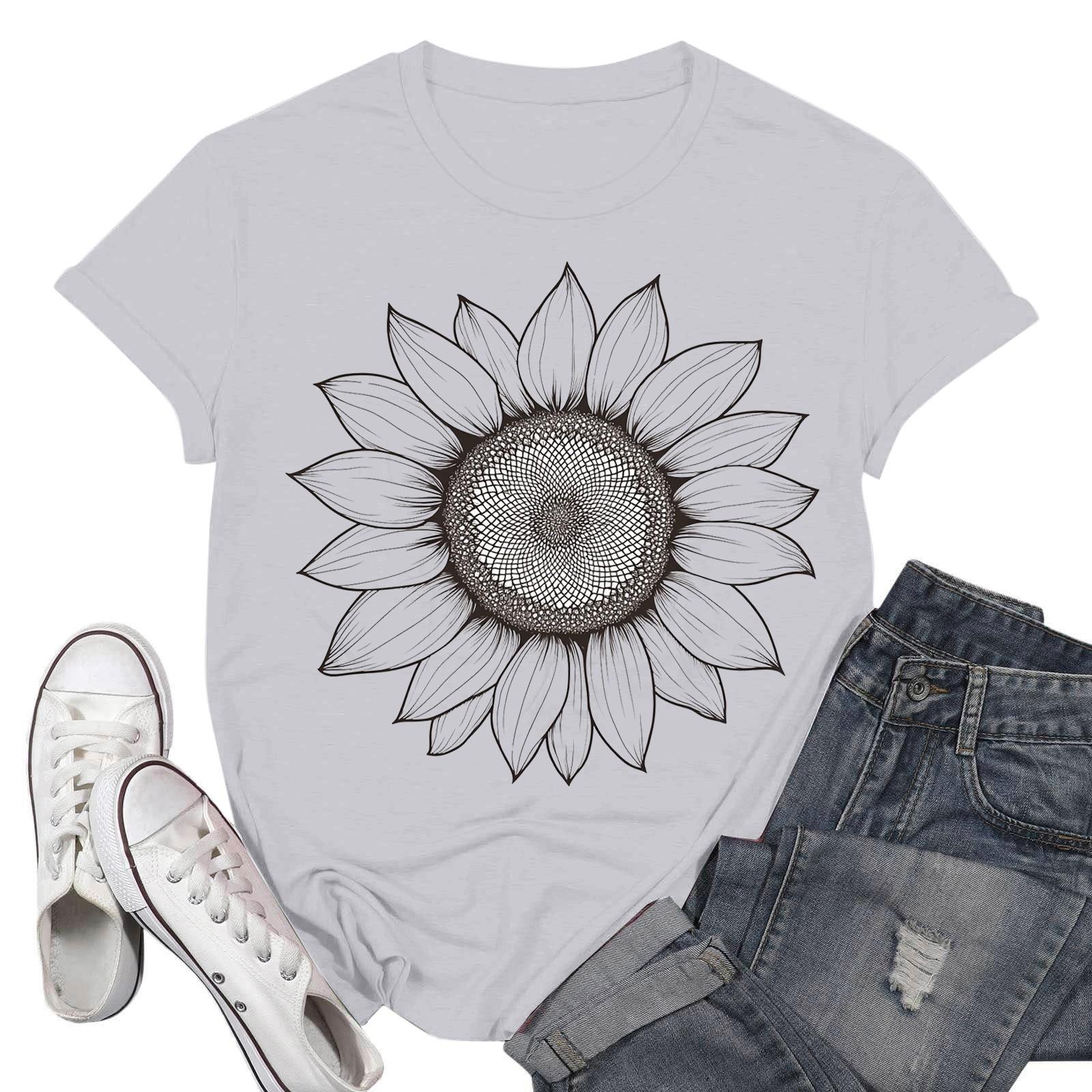 

Жіночі модні повсякденні пуловери з принтом і круглим вирізом з короткими рукавами XL білий