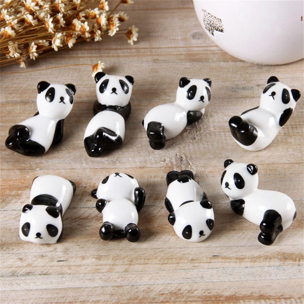 8Pcs/set Cute Writing Brush Pen Holder DIY Ceramic craft Panda Ornament  Dining Table