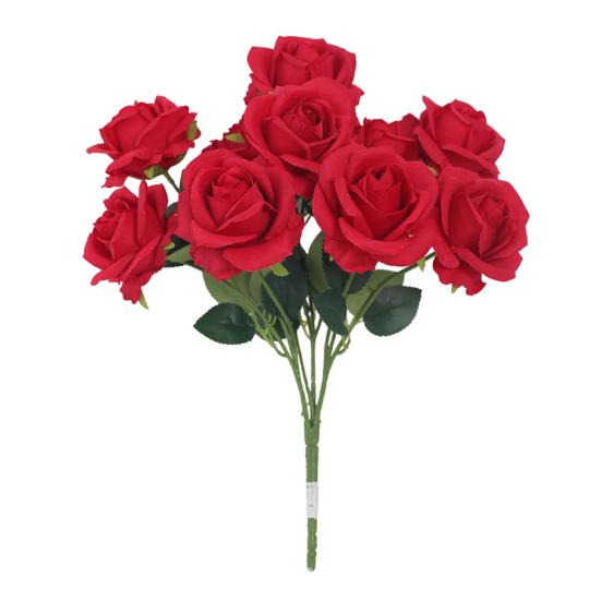 Artificial Rose 10 Head UV Resistant Fake Silk Flower Valentine's Day Wedding Party Table Centerpiece DIY Vase Faux Bloom Decoration