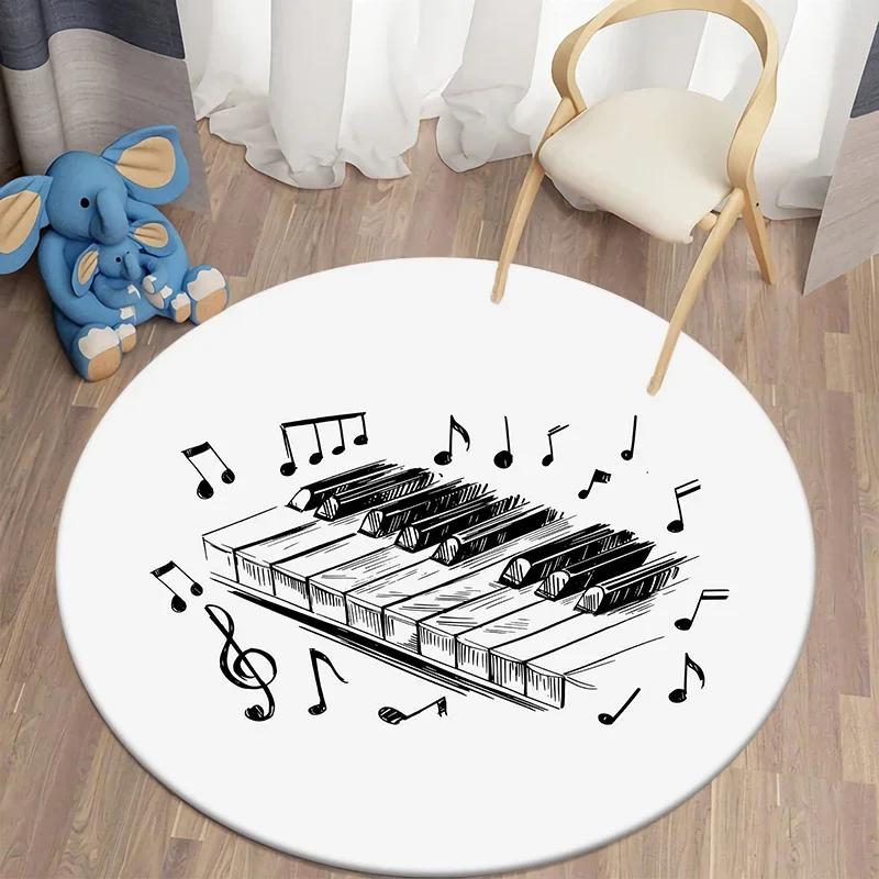 Music Note Round Carpet for Living Room Area Rugs Kids Carpets Non-slip Floor Mat for Kids Bedroom Carpet Children's Play Mats