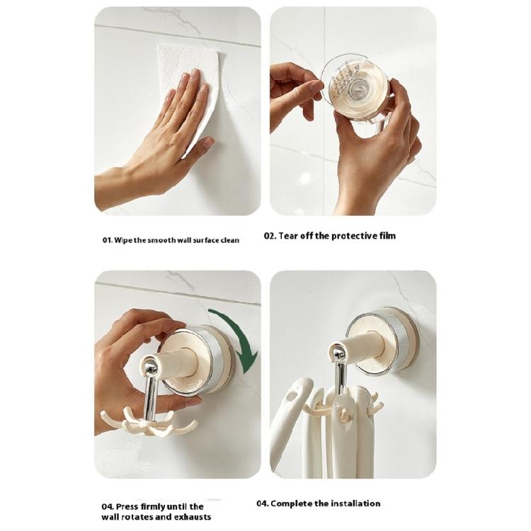 strong  ABS 6 Claw Rotating Suction Hook No Drilling need Space Saving Kitchen Storage for Kitchen Wall Storage