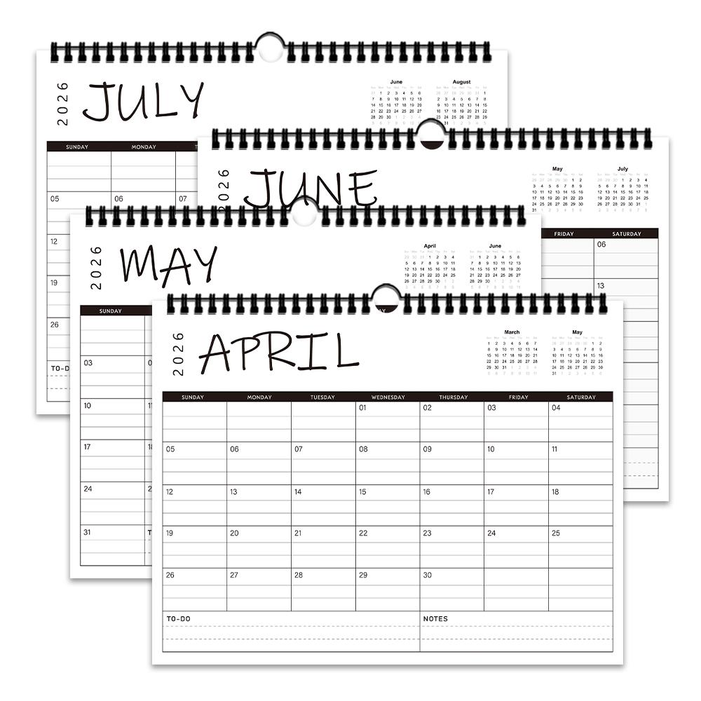 1pc 2026 Wall Calendar,Black and White Minimalist Calendar,12 Months Monthly Planner,Perfect Gift for Birthdays Christmas