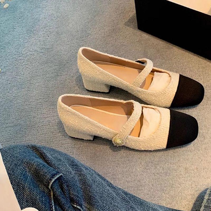 Xiaoxiangfeng color matching Mary Jane women's shoes rare shoes 2025 autumn and winter new spring and autumn French medieval square head shoes singl