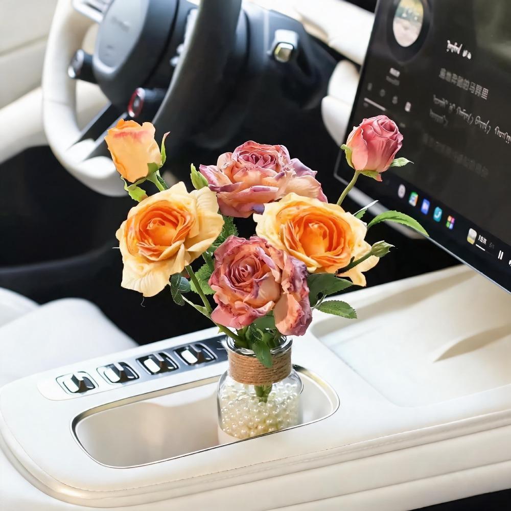 French-style Flower Car Ornaments Frayed Edge Rose Car Decor Car Interior Decoration  Gifts