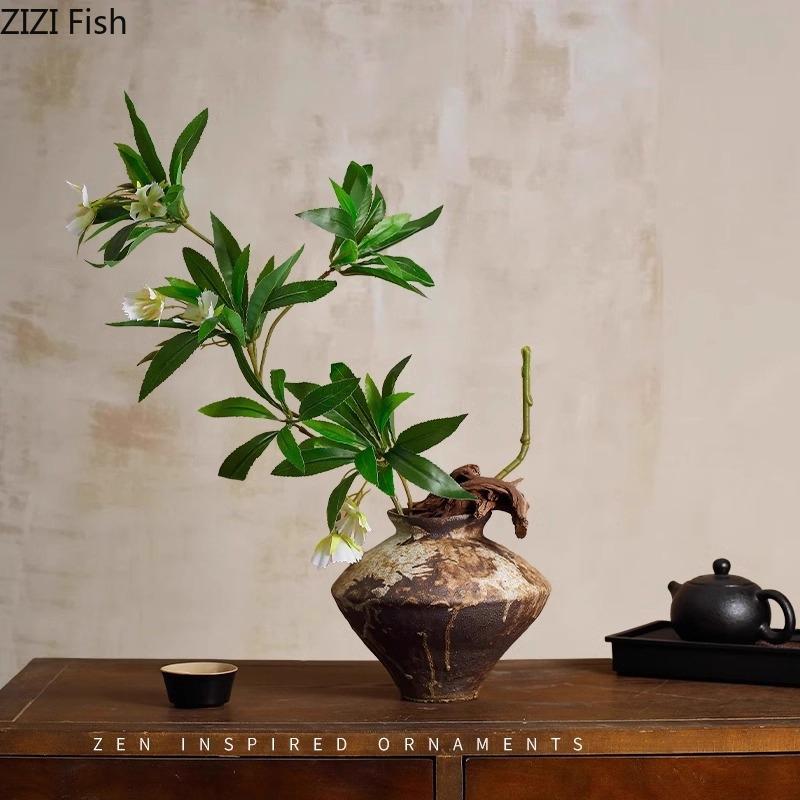 Keramikvase im Wabi-Sabi-Stil Tischdekoration Unvollkommene Ästhetik Blumenarrangement Retro Blumenvase Raum Ästhetische Dekoration