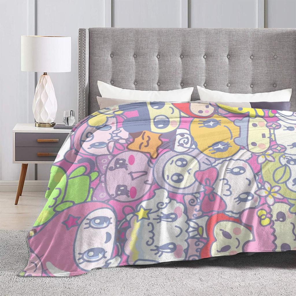 Tamagotchis Cartoon Blanket Velvet Electronic Pets Portable Super Soft Throw Blankets for Home Outdoor Plush Thin Quilt