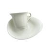 Unregelmäßige Keramiktasse und Untertasse, französische Luxus-Espressotasse, Kaffeetasse und Untertasse aus rein weißer Keramik für den Nachmittagstee