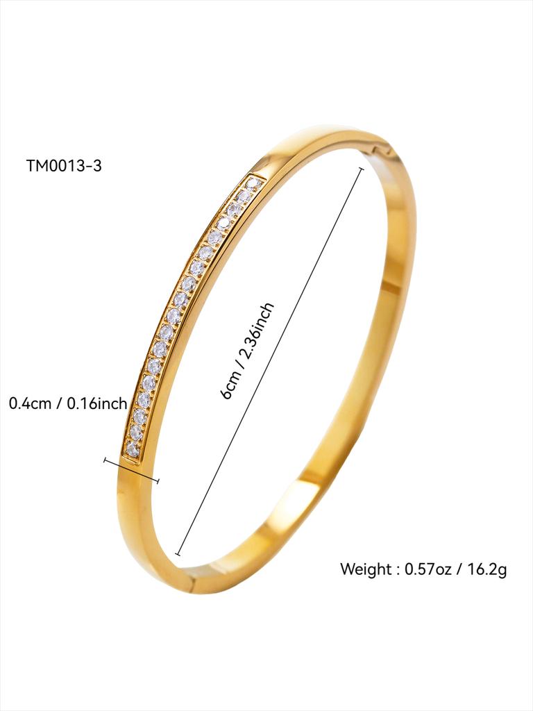 INS Style Simple Encrusted Zirconia Bracelet Bracelet Fashion Retro Style 18K Gold-Plated Stainless Steel Bracelet Bracelets