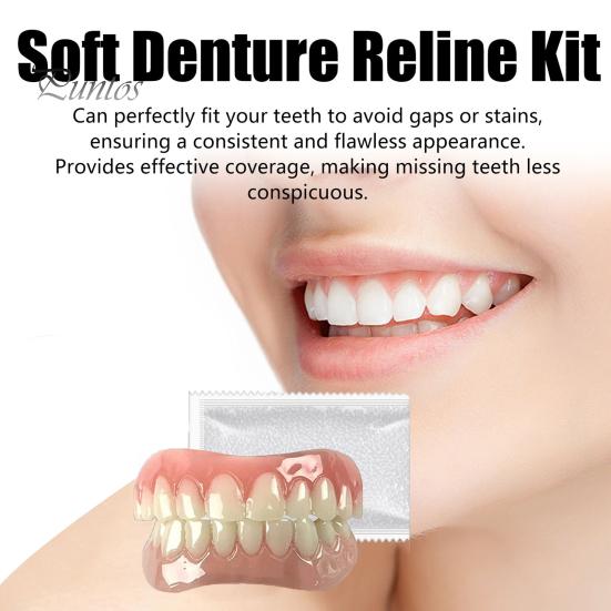 1 Set Cosmetic Denture Veneer Men Women Upper Lower Fake Teeth Temporary Tooth Stain Coverage Natural Shade Confident Smile False Teeth Kit