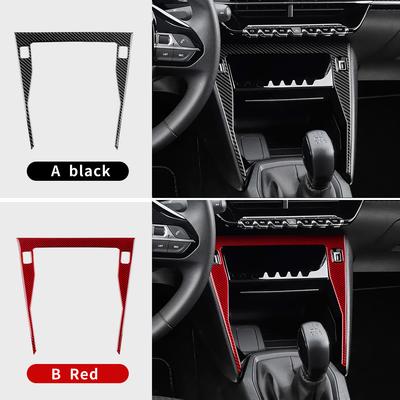 Prawdziwa miękka naklejka z włókna węglowego do Peugeot 208 e-208 2020 2025 2025 2025 2025 2025 LHD RHD Samochód Panel Sterowania Środkowego Wykończenie