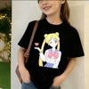 Sailor Moon Retro 90er Japanischer Anime Grafikdruck T-Shirt Mädchen Kinder Harajuku Kinder Sailor Moon Damen T-Shirt Kleidung