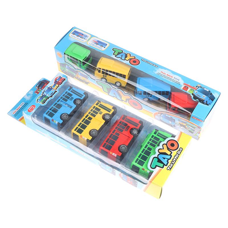 4Pcs Tayo The Little Bus Cartoon Pull Back Car Toy Set Kids Educational Gift
