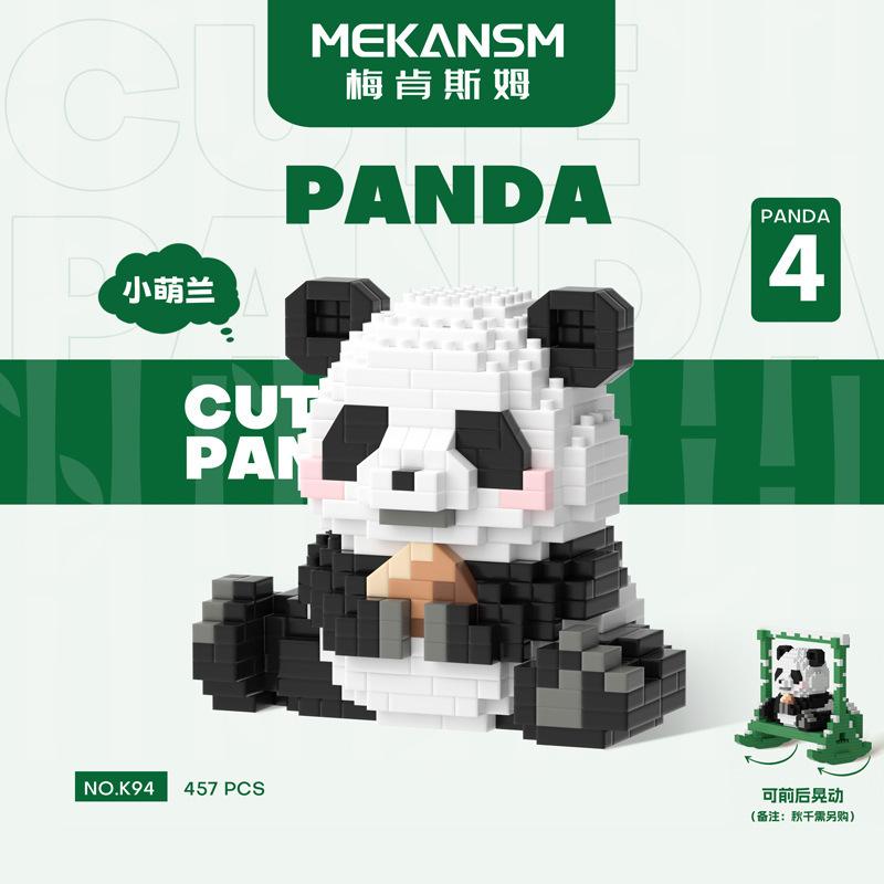 Mini stavebnice Roztomilá panda Stavebnice Houpačka Stavebnice pro děti 6 7 8 9 10+ Dospívající Dospělí 3D zvířecí kostky Hračka