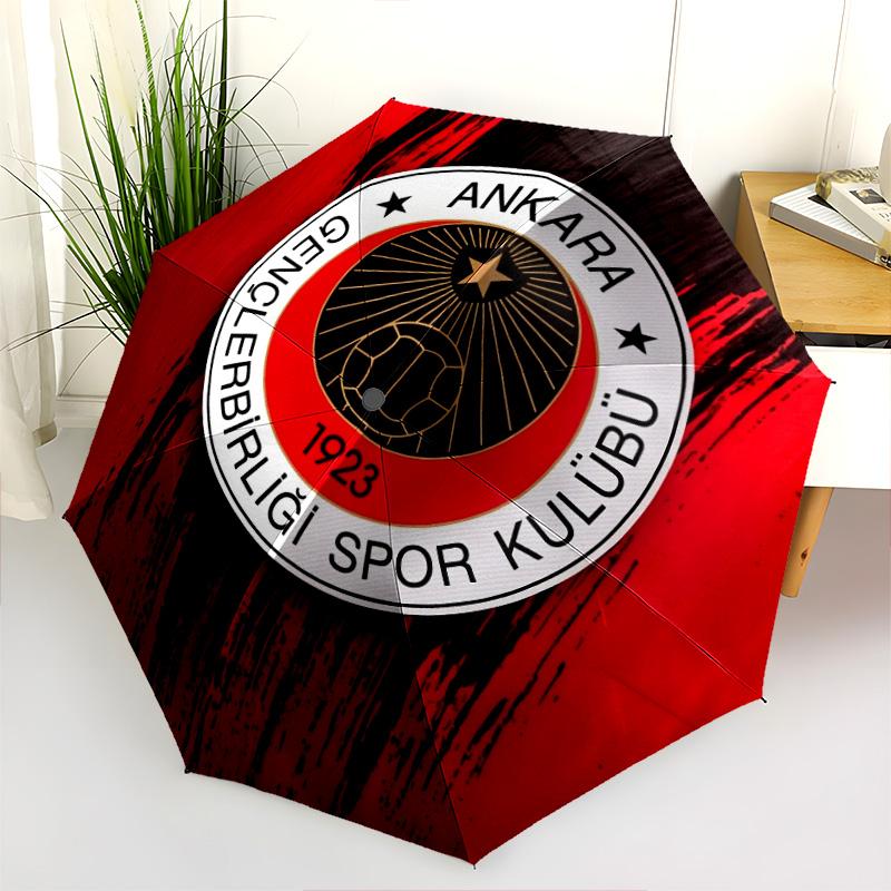Gençlerbirliği SK  Pattern, Automatic Folding Umbrella, Portable and Foldable Design, 8 Ribs, a Christmas or Birthday Gift.