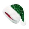 Christmas Sequin Santa Hat for Adults Unisex Glittery Sparkly Holiday Hat with Fluffy Pompom for New Year Xmas Party Supplies