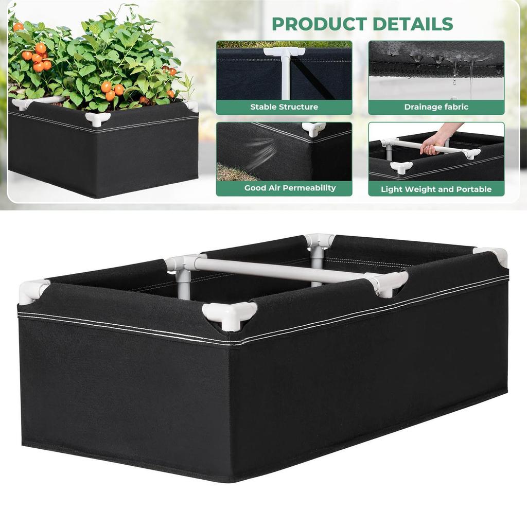 Fabric Garden Plant Bed Rectangular Vegetable Growing Nursery Pot Raised Garden Bed With Frame For Vegetable Strawberries