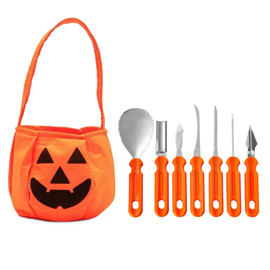 Sada na vyřezávání dýní Leeseph Halloween, sada nástrojů na vyřezávání z nerezové oceli s taškou, nástroj na vyřezávání halloweenských dekorací
