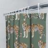 Stylish Tiger Print Shower Curtain for Bathroom Decor Personalized Custom Name Adding Green Background Pattern Home Decoration.