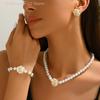 MAX-22 3-teiliges Kamelien-Damen-Party-Halsketten-, Armband- und Ohrring-Set Elegantes Brautschmuck-Geschenk