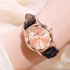 Diamond-Shaped Women's Quartz Watch with Leather Strap, Waterproof, and Suitable for Students and Couples.