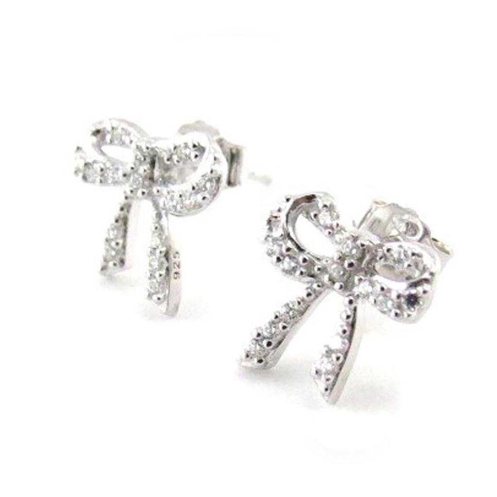 Les Trésors De Lily [J3117] - White 'Romantic Knot' Silver Earrings