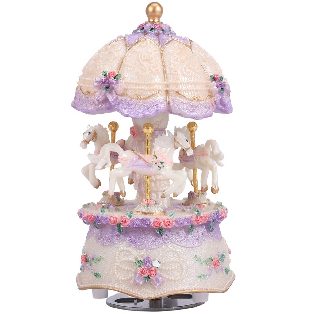 1 buc Cutie Muzicală Carusel cu 3 Cai Carusel Rotativ Strălucitor Cutii Muzicale pentru Fete Femei Copii Soră Fiică Mamă Cadouri