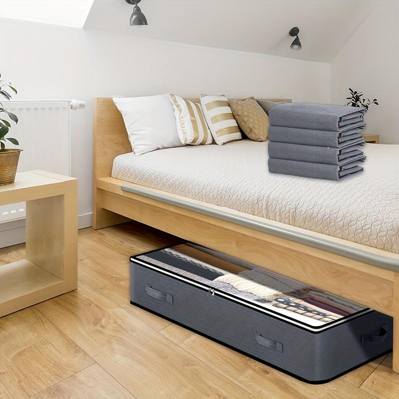 4 Under-bed Storage Organizer Set with Transparent Window and Reinforced Handle High-quality Non-woven Fabric Foldable Large-capacity Blanket Storage