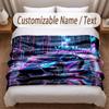 Neon Abstract Theme Soft Blanket Personalized Custom Name Text Print Warm Blanket Home Sofa Bedroom Decor