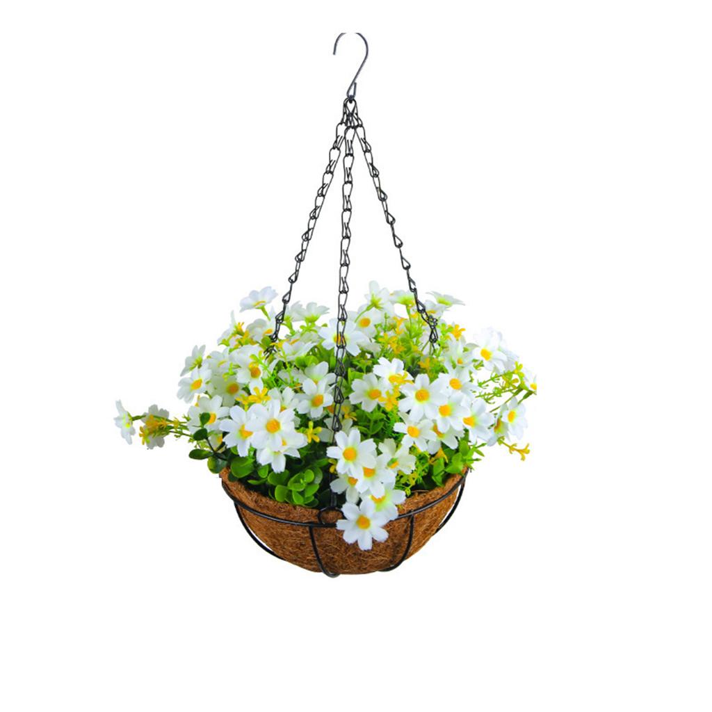 Artificial Flower Hanging Basket With Various Bows