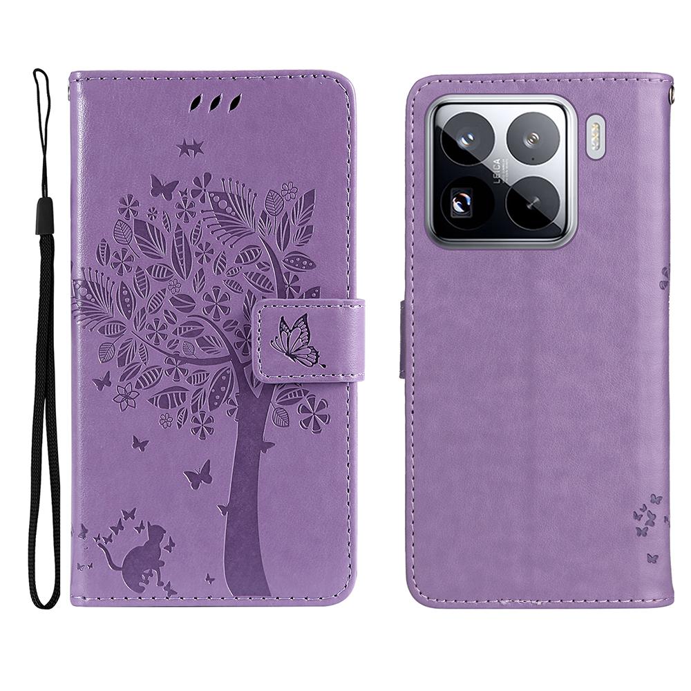 For Xiaomi 15 Pro Phone Case with Stand Cat Tree Pattern Leather Wallet Mobile Cover