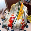 Luxury Brand 100% Real Silk Scarf Women Designer Shawls and Wraps Elegant Floral Print Pashmina Soft Long Scarves Femme Hijab
