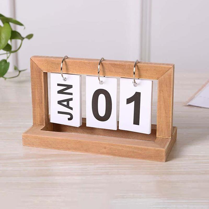 Minimalist Style Living Room Office Decoration Wooden Calendar Ornament Modern Desk Accessories Simple Home Decor Crafts Gift