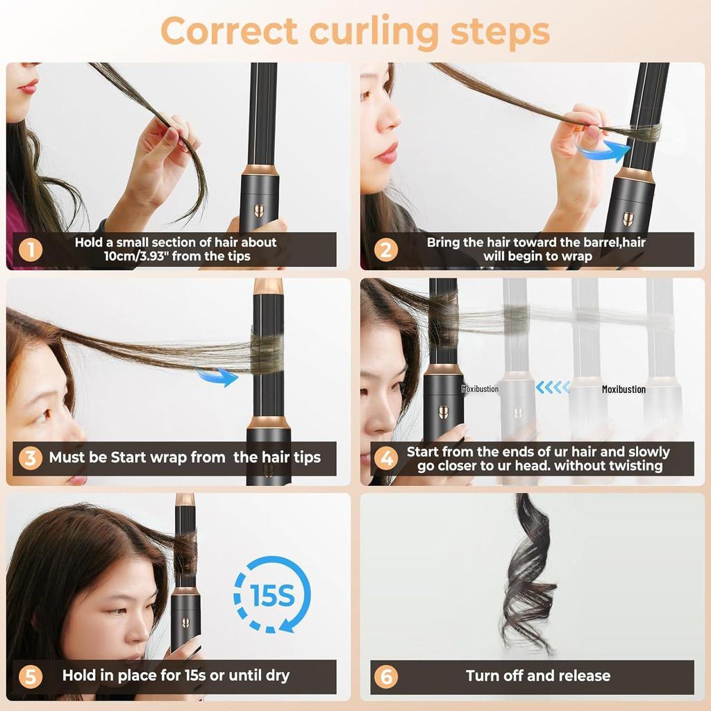 New Multi-Functional 5-in-1 Hair Dryer & Hot Air Brush with Adjustable Temp & Auto Curling