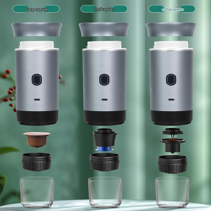 Compact 3-in-1 Espresso Coffee Maker: Capsule, Powder, & Portable Mini Size