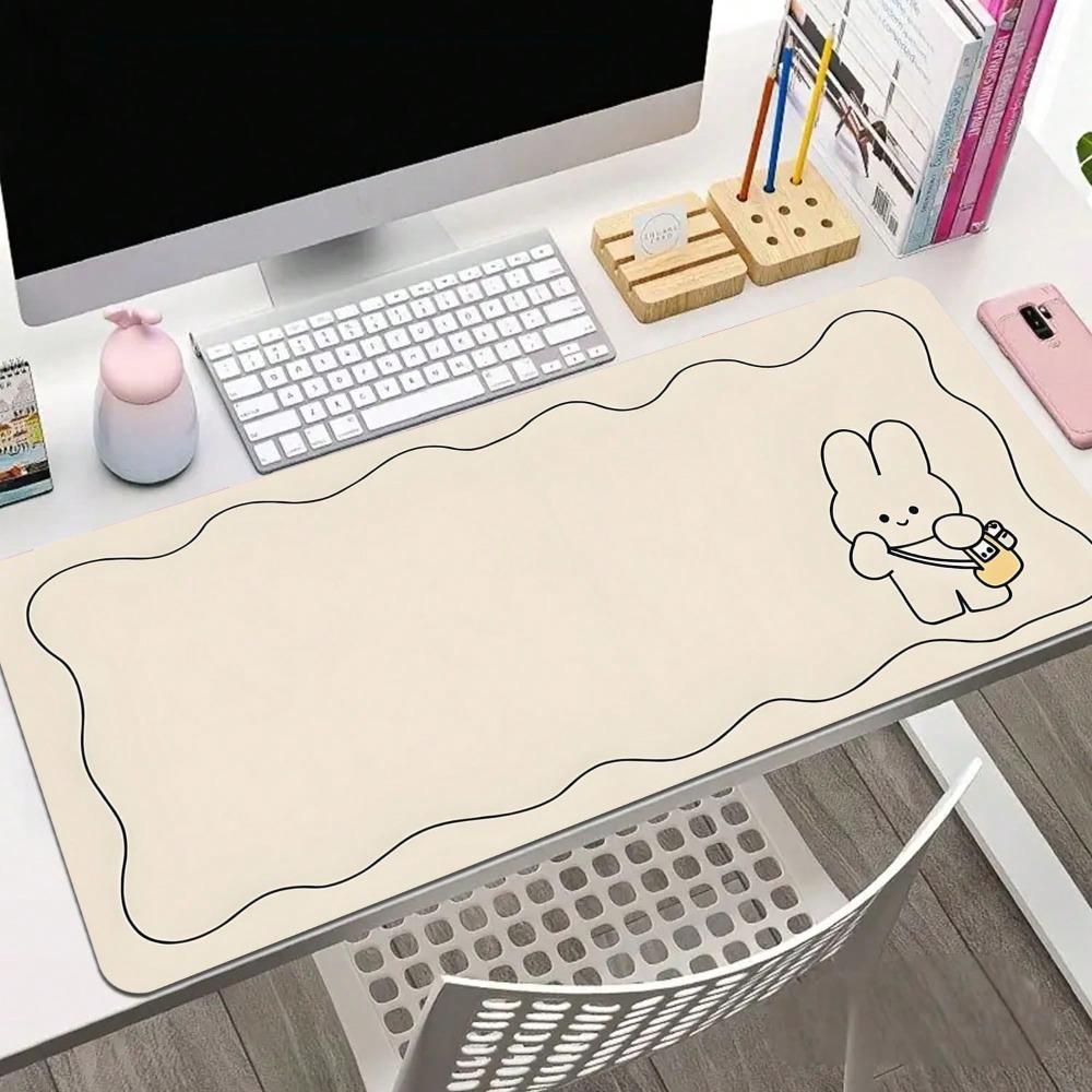 Beige Rabbit Diatomite Extra Large Desk Mat Highend Gaming Office Writing Mat For Home School Decor