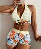 European & American Print Backless Bikini Swimsuit