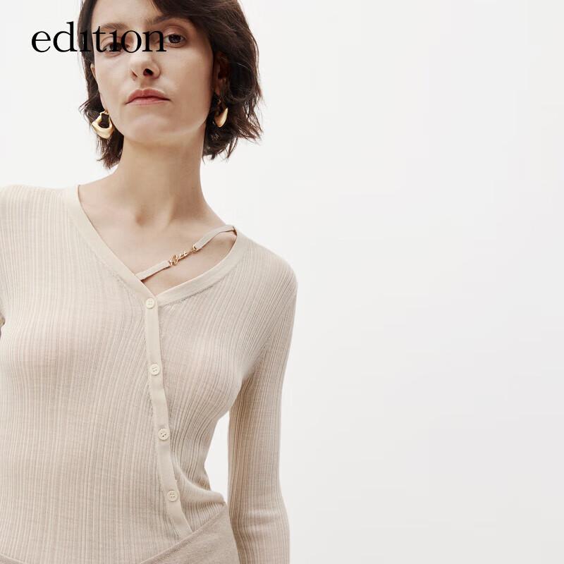 Edition Women's Detachable Ribbon Silk Wool Knitted Cardigan