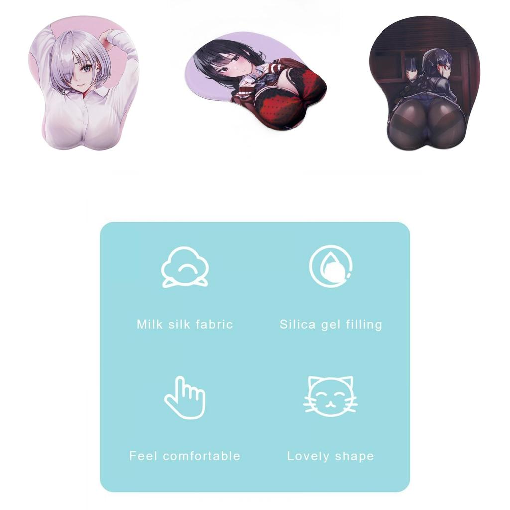 Soft And Ergonomic Two-dimensional Mouse Pad With 3d Chest Anime Design For Comfort