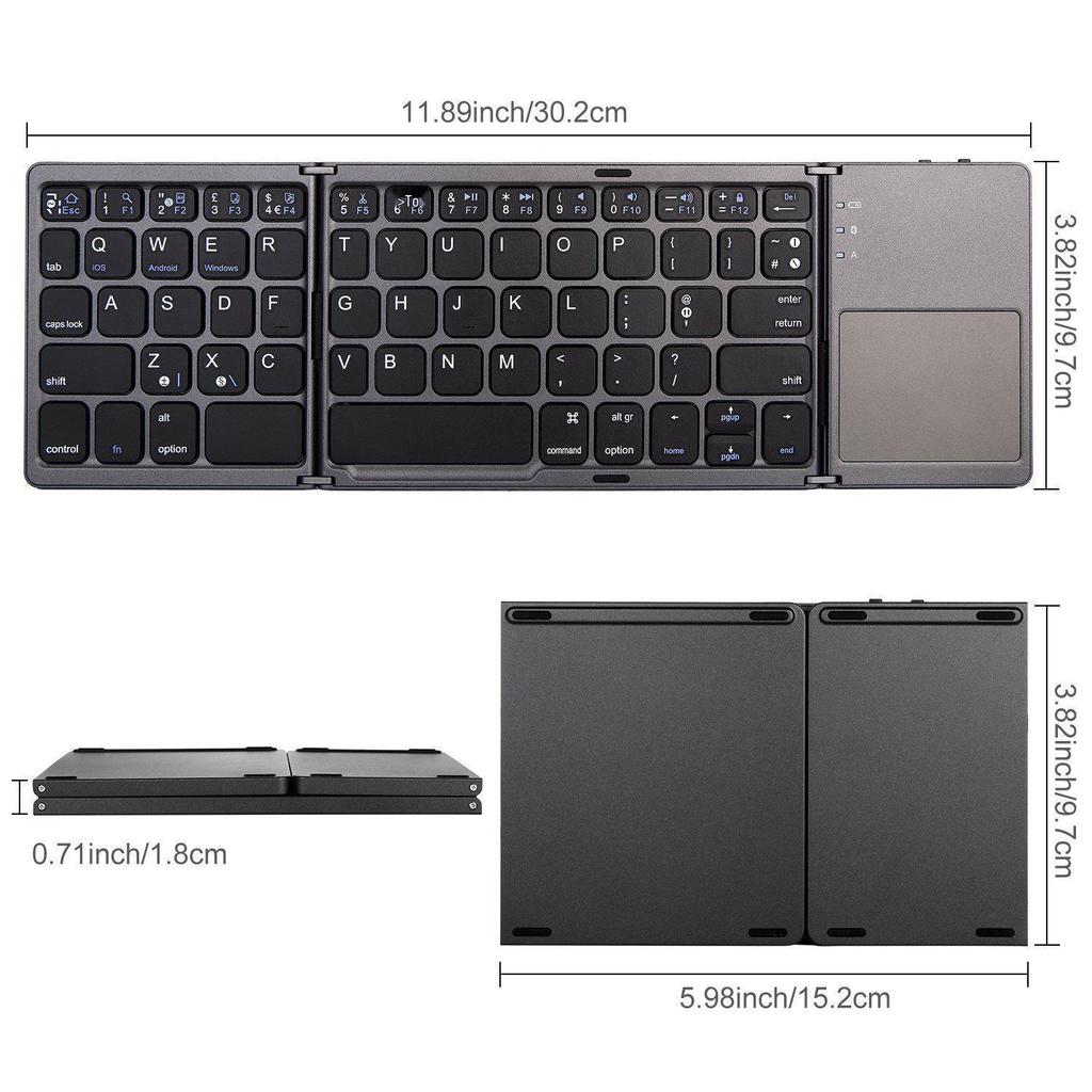 B033 Mini Clavier Bluetooth Pliable Sans Fil pour Téléphone/Tablette