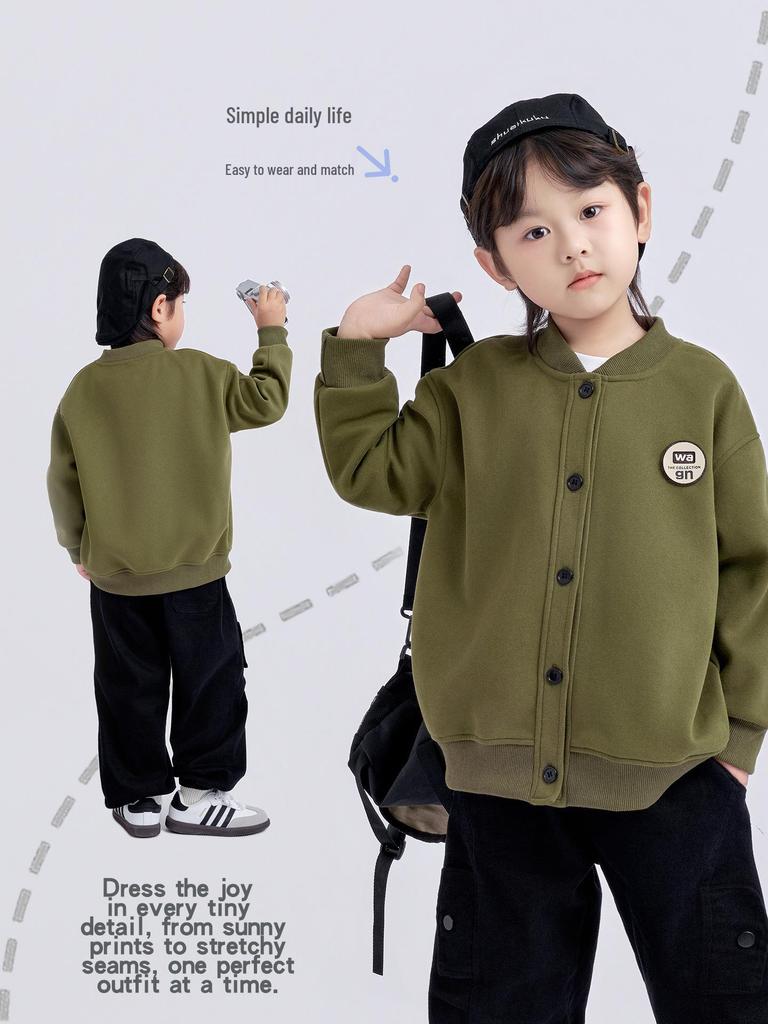 Chłopięca kurtka bejsbolowa w stylu koreańskim na jesień 2025 - Moda uczelniana, kardigan z długim rękawem