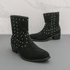 Men's Large Suede Leather Rivet Pointed Toe Ankle Boots - Medium Heel Fashion Knight Boots